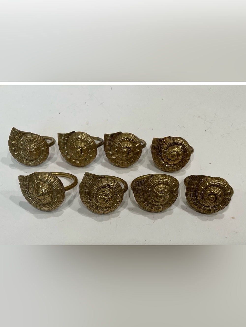 Brass Nautilus Shell Napkin Rings - Set of 8